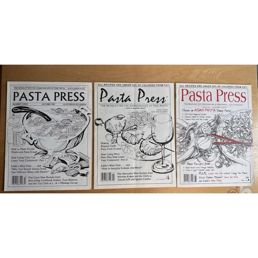 Pasta Press Magazine Lot of 8 '95-'97 Nos 3-10 Vintage Italian Recipe Collection